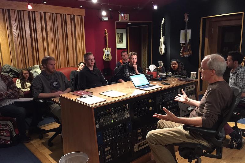 Class in recording studio